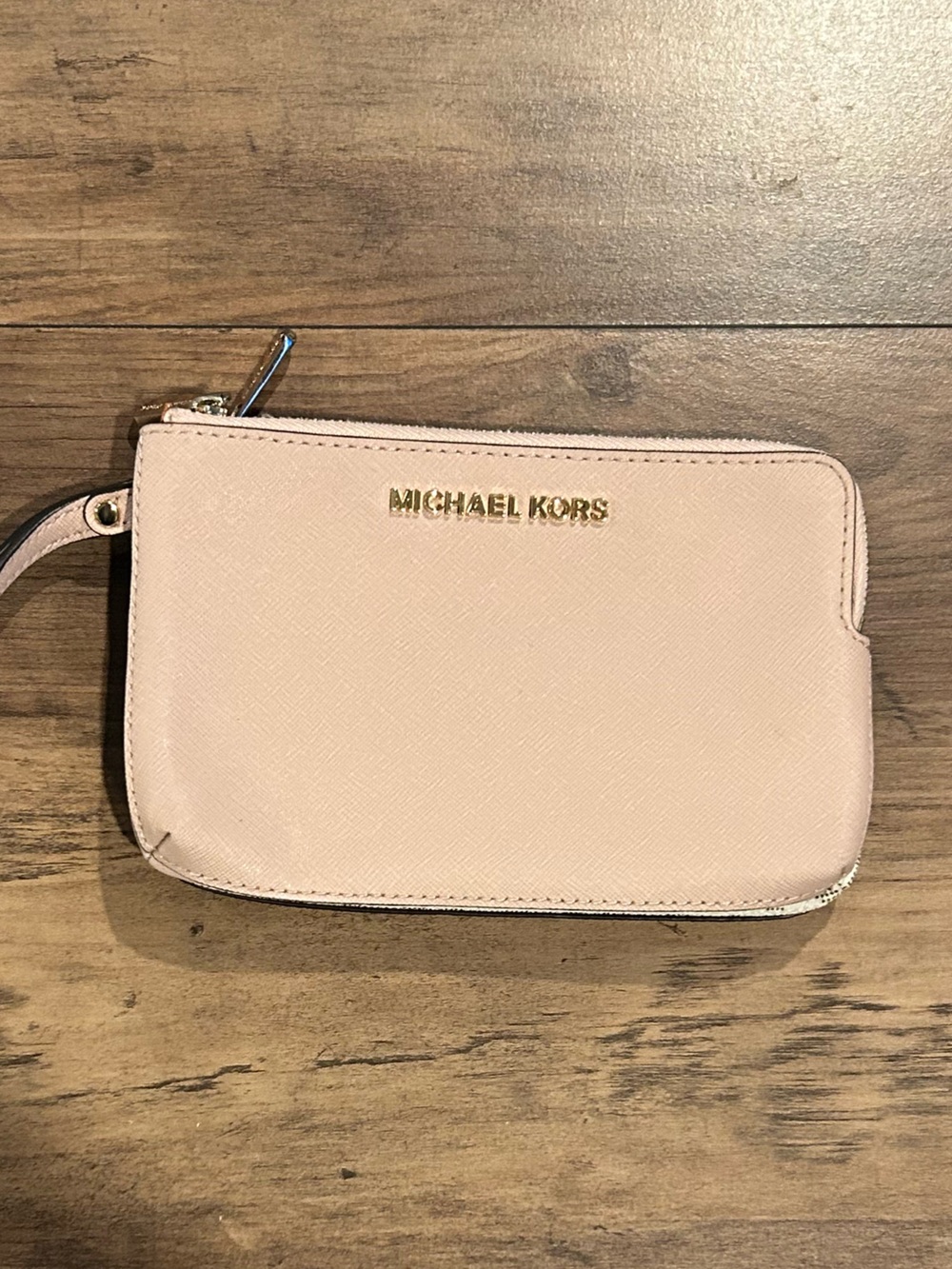Michael Kors Pink Saffiano Zip Wristlet